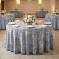 Leaf Branch Reversible Jacquard Tablecloth 120" Round - Dusty Blue Front View