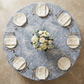 Leaf Branch Reversible Jacquard Tablecloth 120" Round  - Dusty Blue - Top view