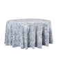 Leaf Branch Reversible Jacquard Tablecloth 120" Round - Dusty Blue White background