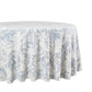 Leaf Branch Reversible Jacquard Tablecloth 120" Round  - Reversed Dusty Blue - Close Up