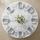 Leaf Branch Reversible Jacquard Tablecloth 120" Round  - Reversed Dusty Blue - Top View