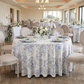 Leaf Branch Reversible Jacquard Tablecloth 120" Round  - Dusty Blue - Wedding Reception