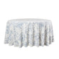 Leaf Branch Reversible Jacquard Tablecloth 120" Round  - Reversed Dusty Blue - White background