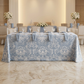 Leaf Branch Reversible Jacquard Tablecloth 90"x132" Rectangle - Dusty Blue Front View