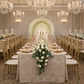 wedding reception with Leaf Branch Reversible Jacquard Tablecloth 90"x156" Rectangle  - Champagne
