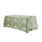 Leaf Branch Reversible Jacquard Tablecloth 90"x156" Rectangle - Olive Green Angled Shot