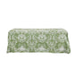 Leaf Branch Reversible Jacquard Tablecloth 90"x156" Rectangle - Olive Green White background