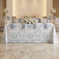 Leaf Branch Reversible Jacquard Tablecloth 90"x156" Rectangle - Reversed Dusty Blue Front View