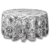 Leaf Branch Reversible Jacquard Tablecloth 120" Round  - Black