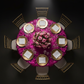 Leaf Petal Taffeta Round 120" Tablecloth - Fuchsia | charger plate | napkin | wine goblets | centerpiece |