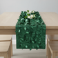 Leaf Petal Taffeta Table Runner - Emerald Green detail