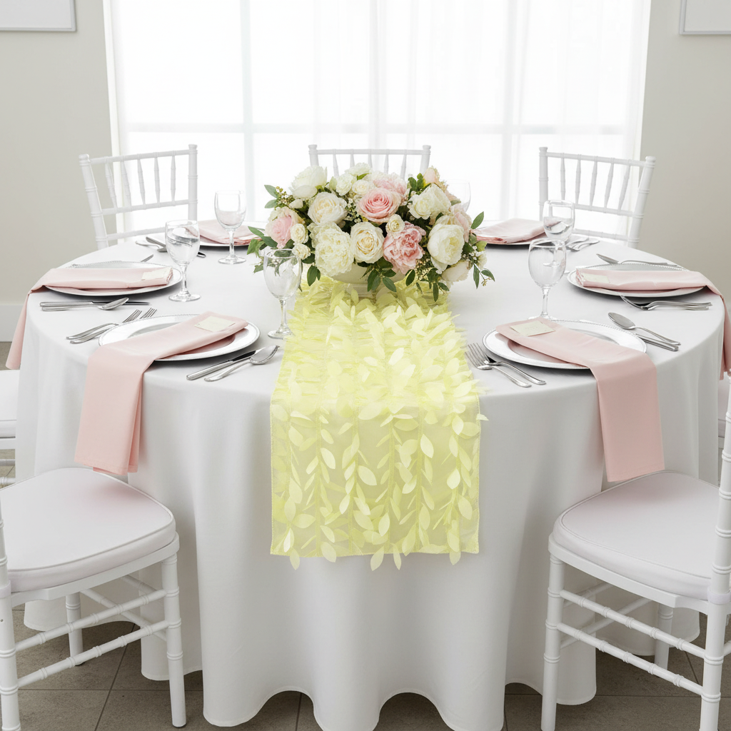Leaf Petal Taffeta Table Runner - Yellow