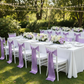 Outdoor Wedding Reception with Victorian Lilac/ Wisteria Standard Satin Chair Sash