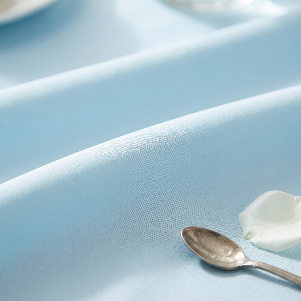 Baby Blue Premium Polyester Round Tablecloth Size: 108 in | Wedding | Event | Wholesale by CV Linens