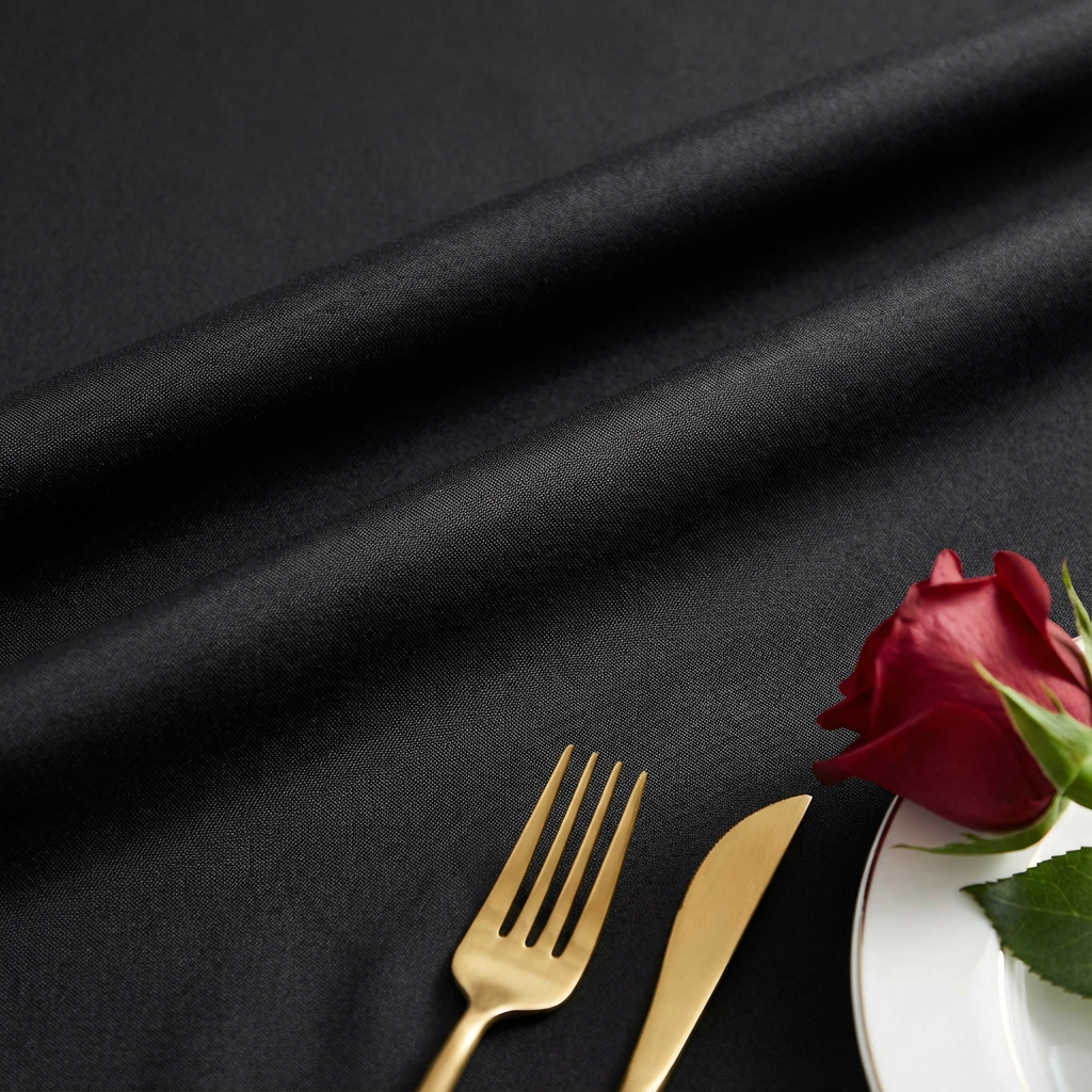 Economy Polyester Tablecloth 108" Round - Black - CV Linens