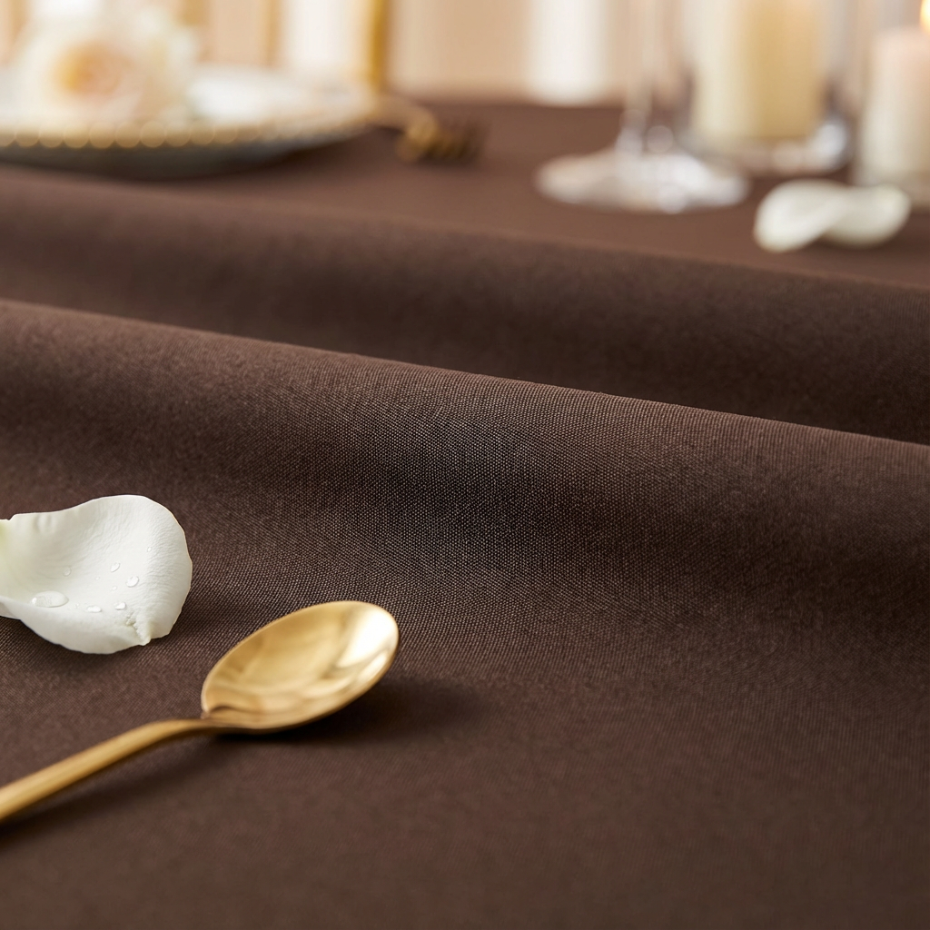Chocolate Brown Premium Polyester Round Tablecloth Size: 108 in | Wedding | Event | Wholesale by CV Linens