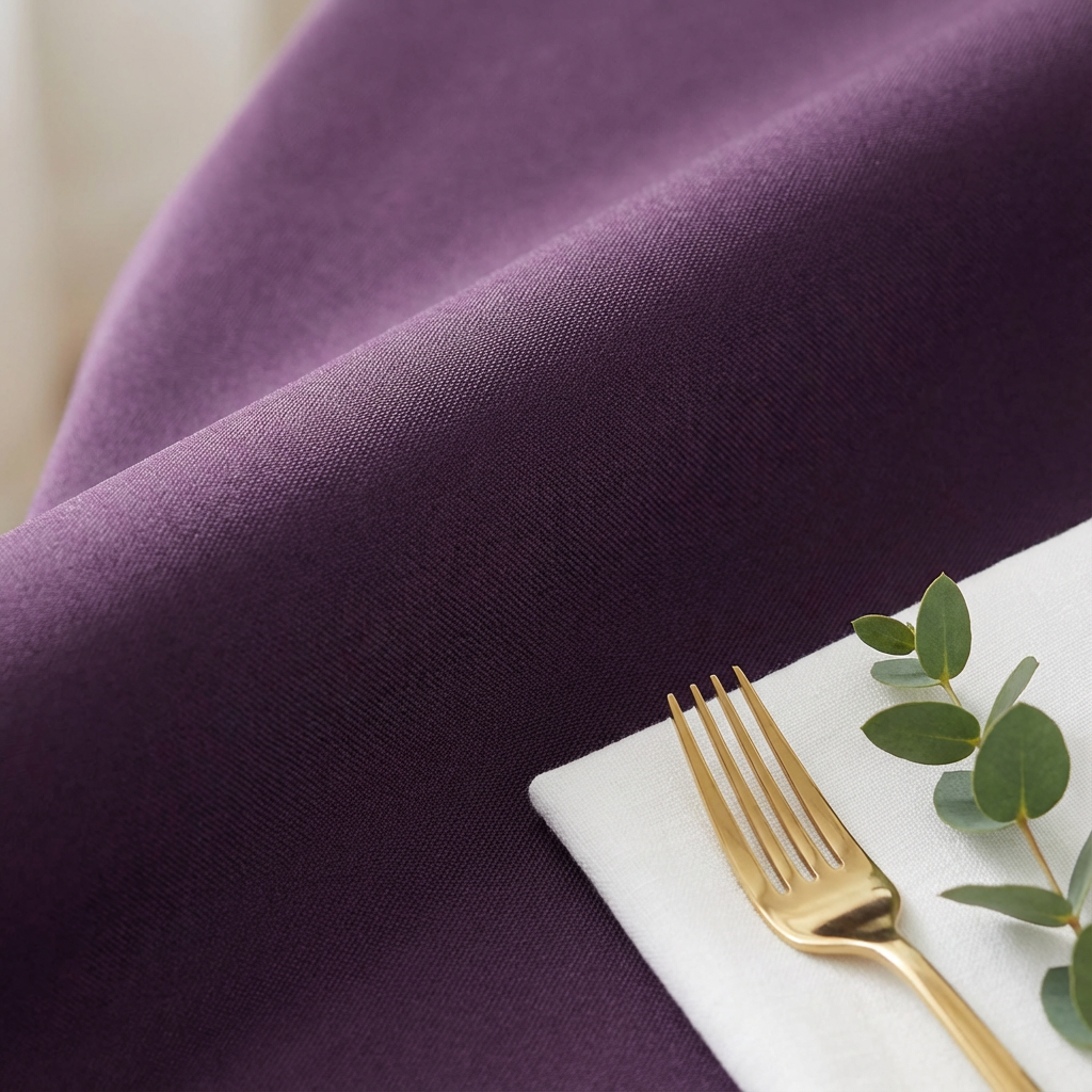 Premium Polyester 108" Round Tablecloth - Eggplant/Plum - CV Linens