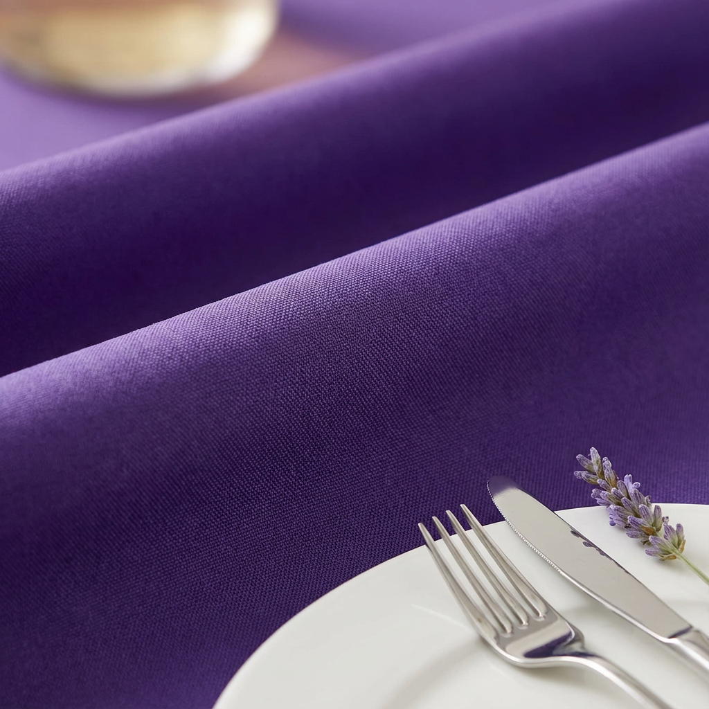 Economy Polyester Tablecloth 108" Round - Purple - CV Linens