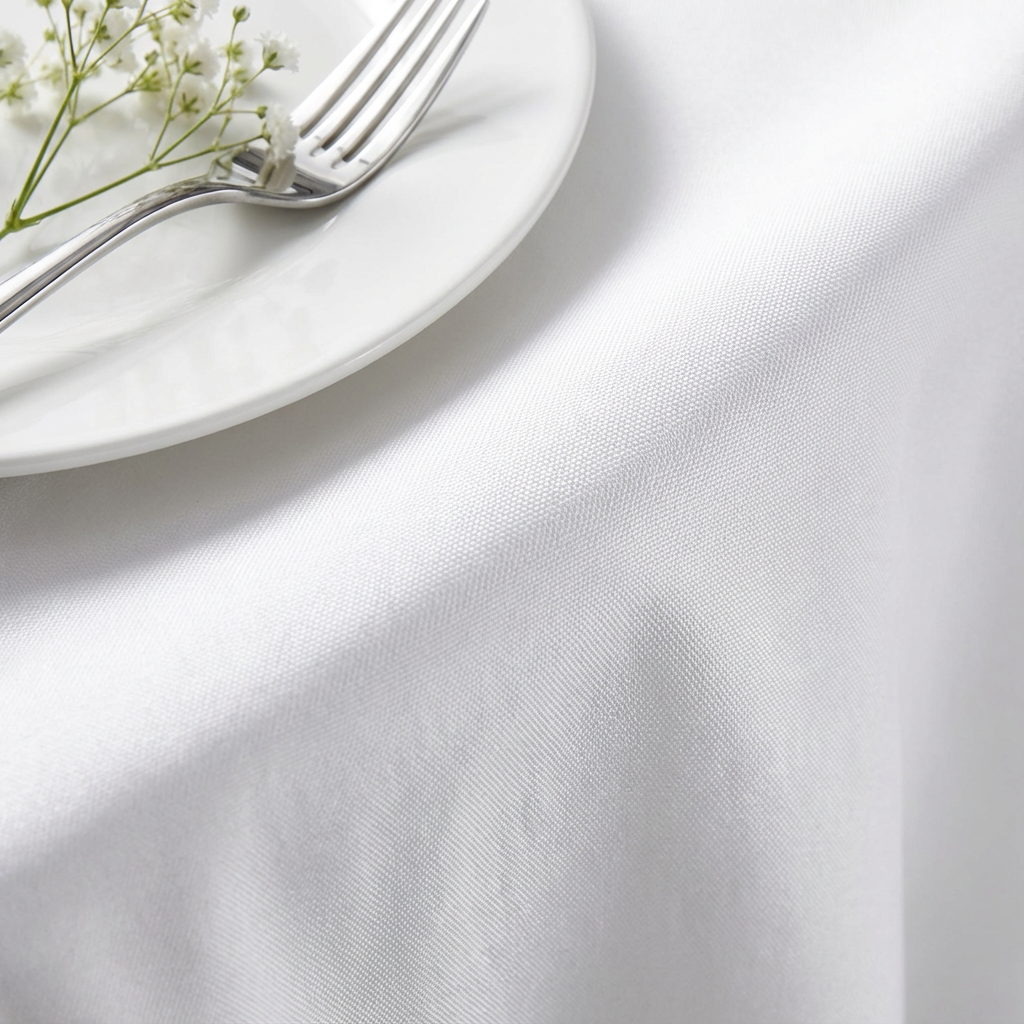 White Premium Polyester 108" Round Tablecloth | Wedding | Event | Wholesale by CV Linens