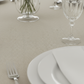 Beige Round Premium Linen-Look Panama Weave Tablecloth Size: 120 in | Polyester | Wedding | Event | Wholesale by CV Linens