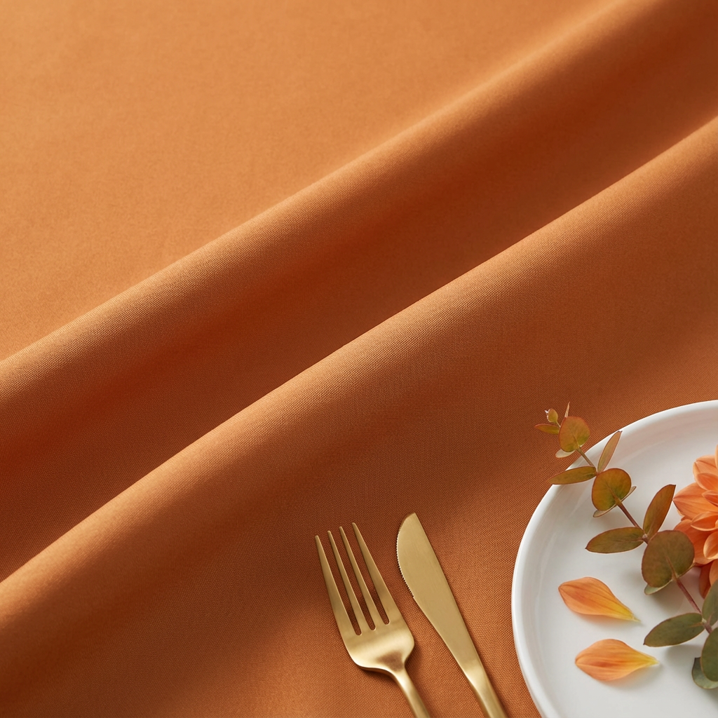 Burnt Orange Premium Polyester 120" Round Tablecloth | Wedding | Event | Wholesale by CV Linens