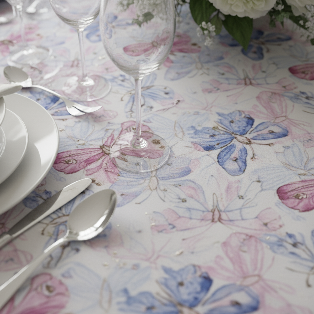 Butterfly Round Tablecloth Size: 120 in | Polyester | Wedding | Event | Wholesale by CV Linens