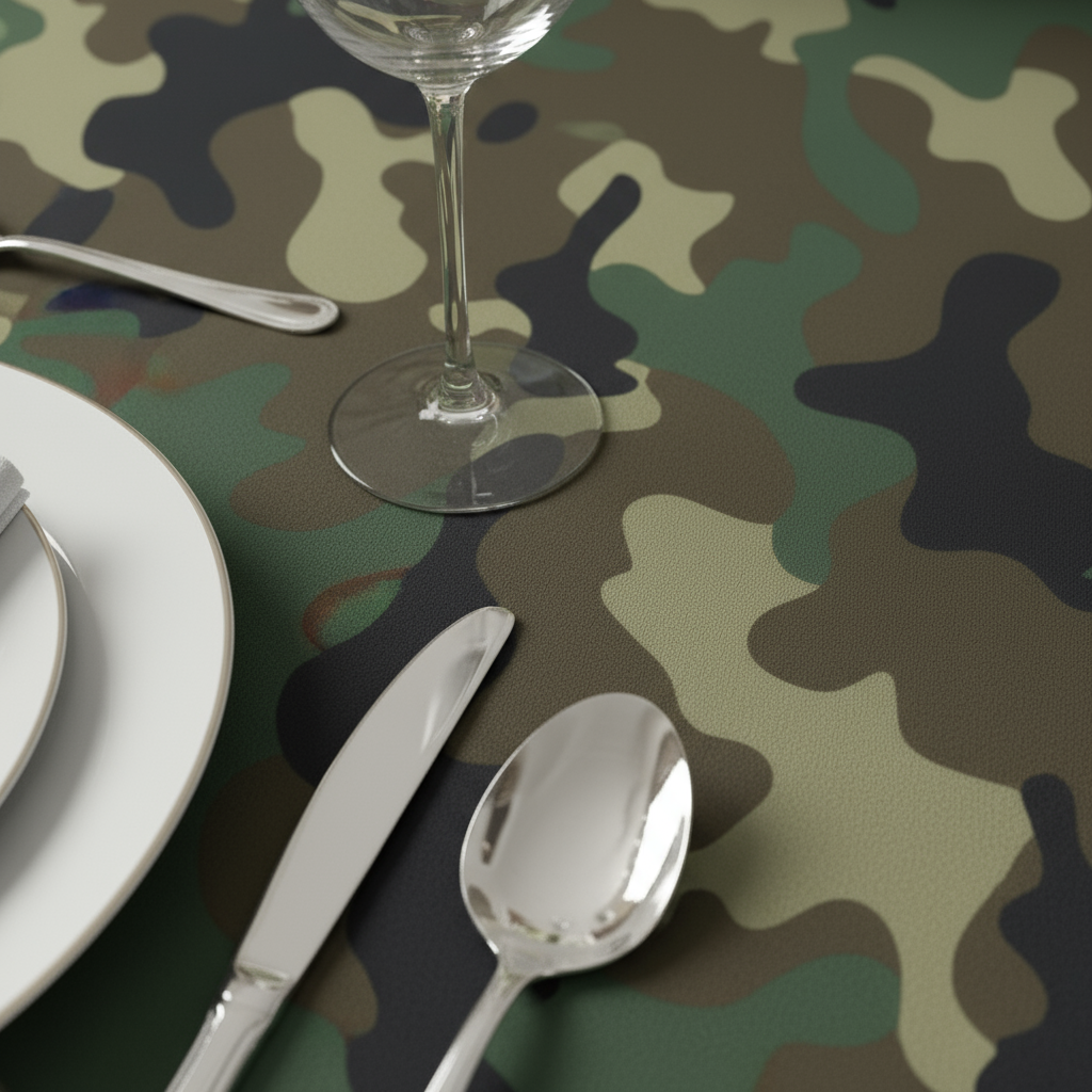 Camouflage Premium Polyester 120" Round Tablecloth | Wedding | Event | Wholesale by CV Linens