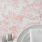 Coral French Toile 120" Round Tablecloth | Polyester | Wedding | Event | Wholesale by CV Linens