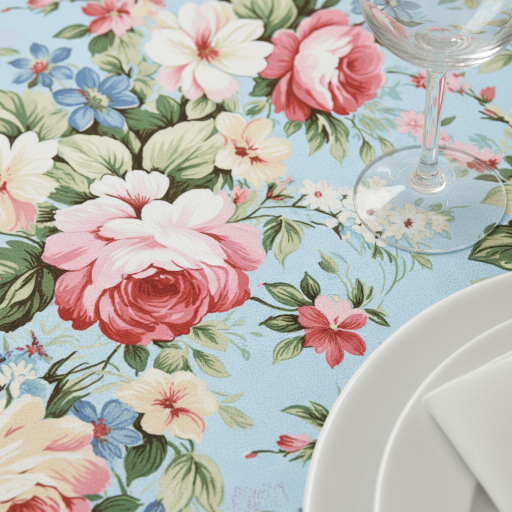 English Garden Floral 120" Round Tablecloth | Polyester | Wedding | Event | Wholesale by CV Linens