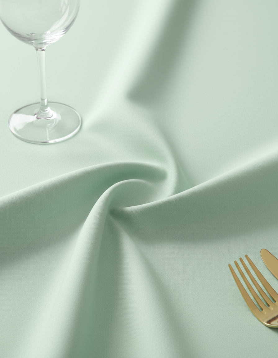 Mint Green Premium Polyester Round Tablecloth Size: 120 in | Wedding | Event | Wholesale by CV Linens