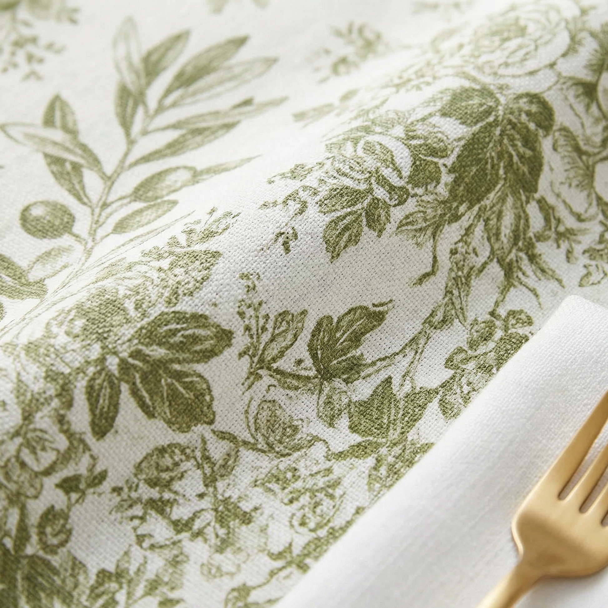 Olive Green French Toile 120" Round Tablecloth | Polyester | Wedding | Event | Wholesale by CV Linens