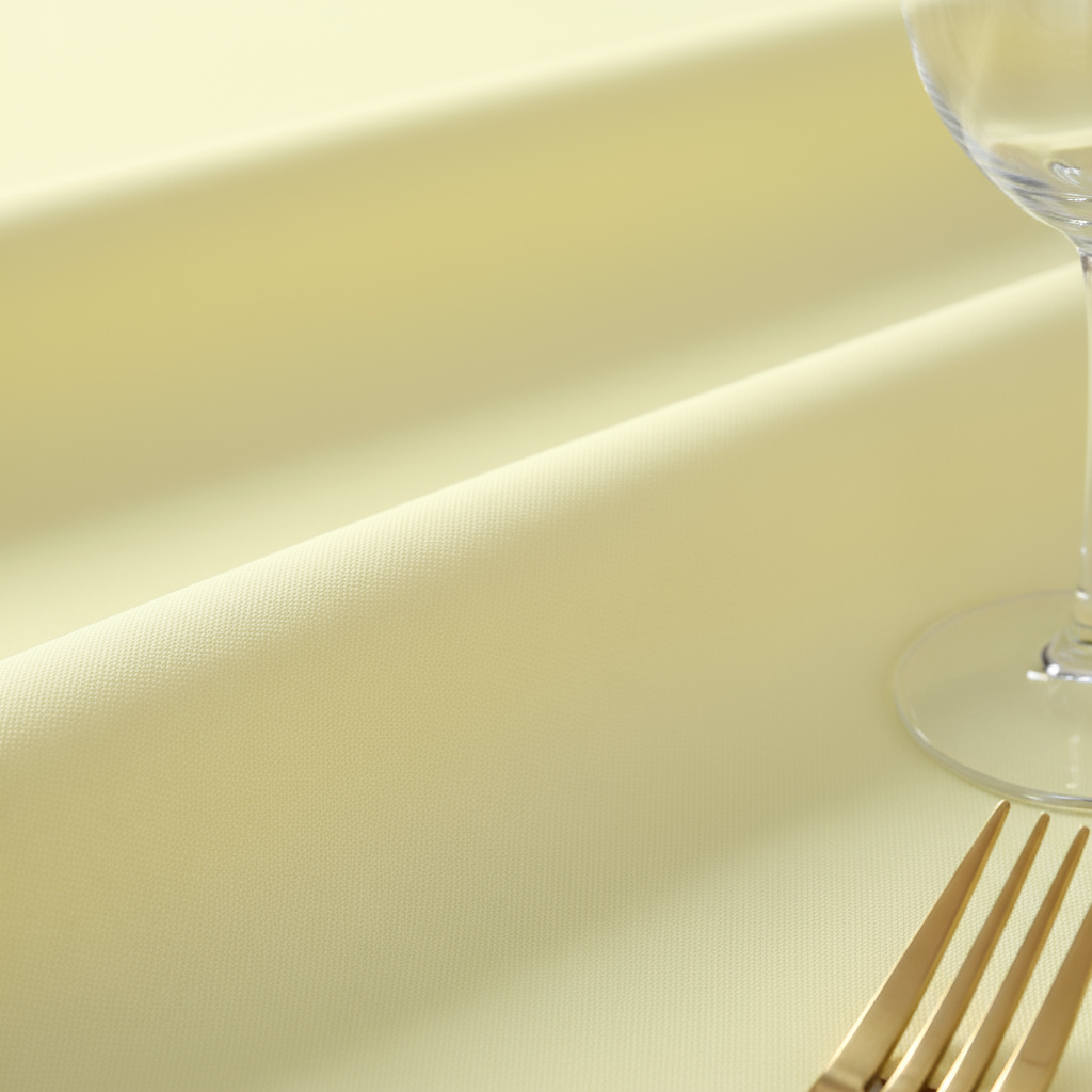 Pastel Yellow Premium Polyester 120" Round Tablecloth | Wedding | Event | Wholesale by CV Linens