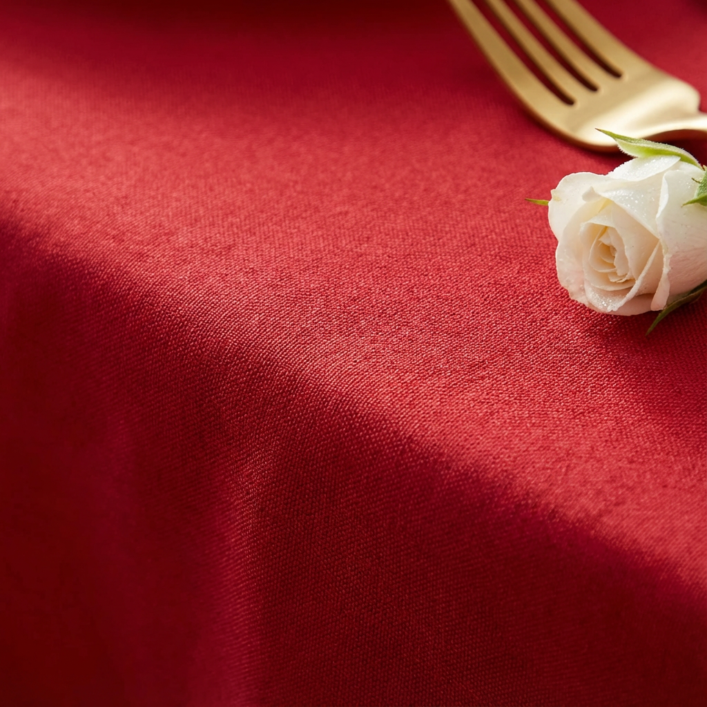 Red Polyester Linen Red Premium Polyester 120” Round Tablecloth - CV Linens™