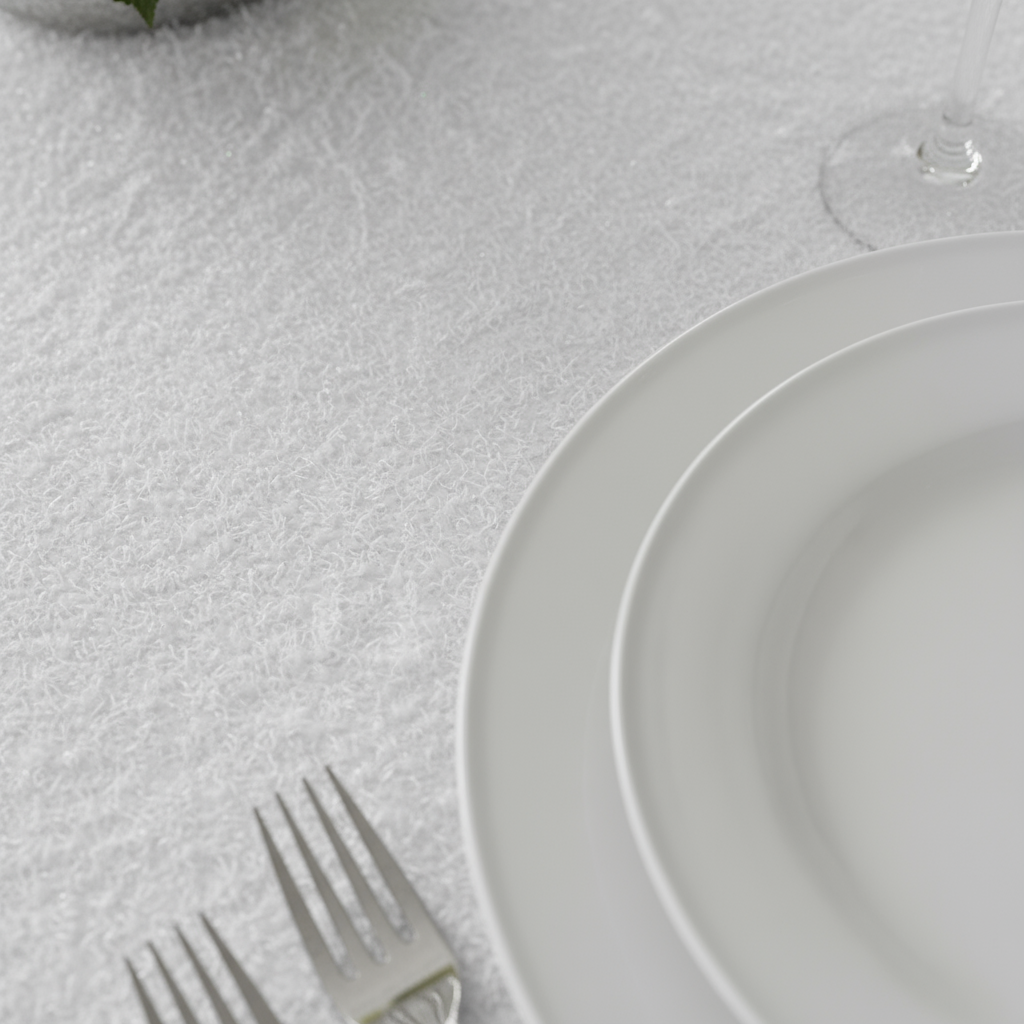 White Flurries 120" Round Tablecloth | Polyester | Wedding | Event | Wholesale by CV Linens