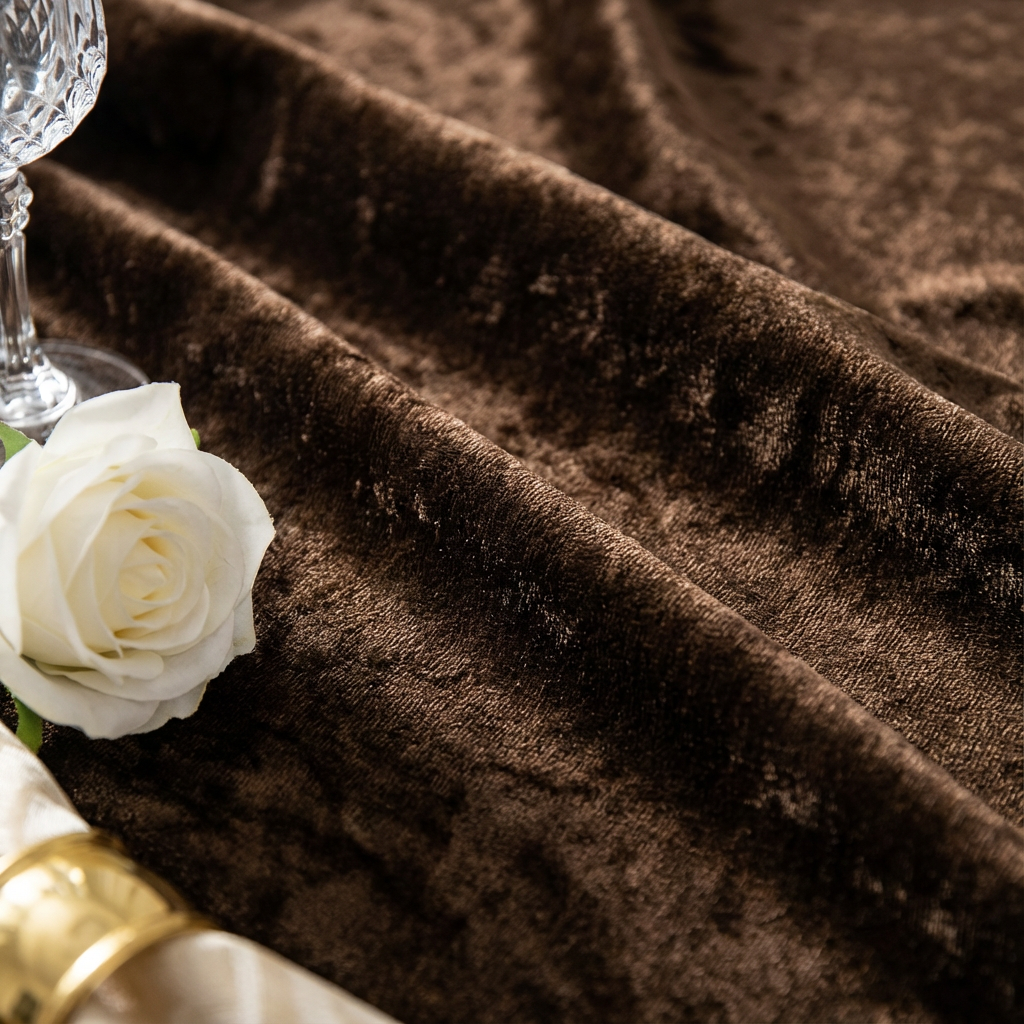 Velvet 120" Round Tablecloth - Chocolate - CV Linens
