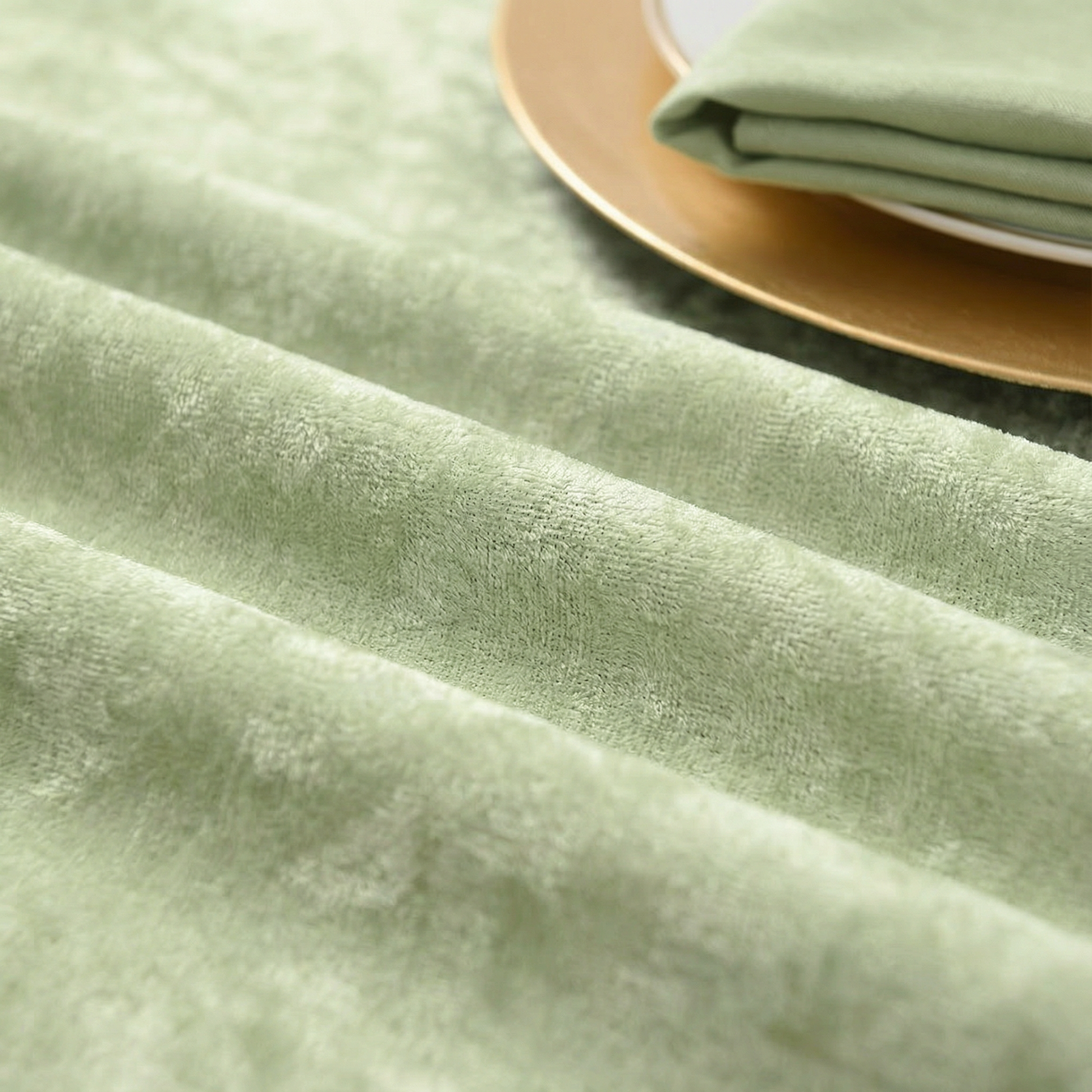 Velvet 120" Round Tablecloth - Sage Green - CV Linens