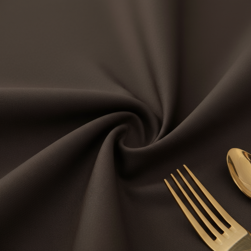 Chocolate Brown Round Premium Polyester Tablecloth Size: 132 in | Wedding | Event | Wholesale by CV Linens