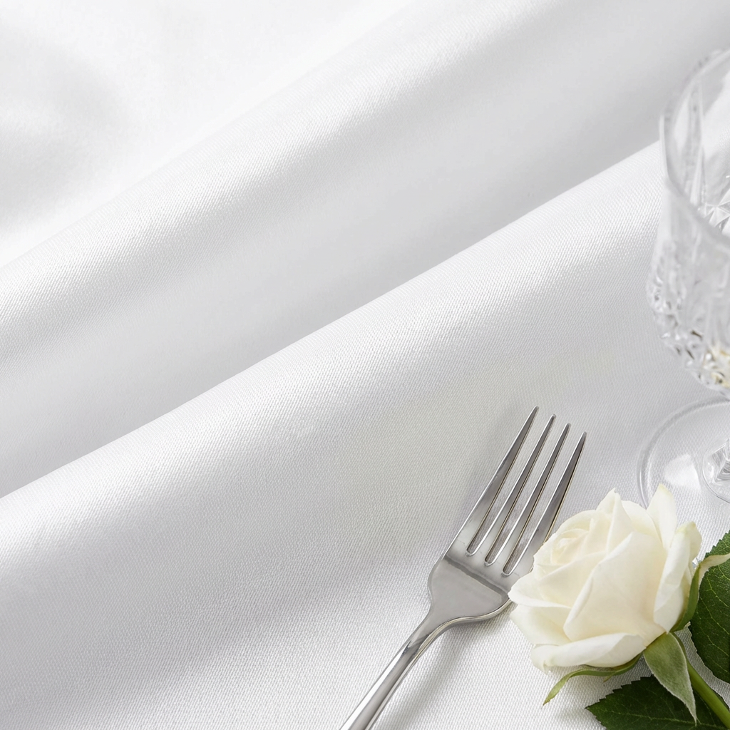 Lamour Satin 132" Round Tablecloth - White - CV Linens