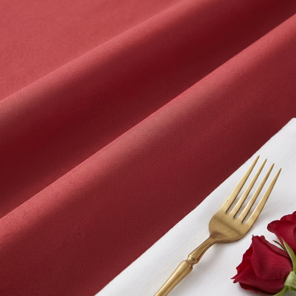 Apple Red Economy Polyester 132" Round Tablecloth | Wedding | Event | Wholesale by CV Linens
