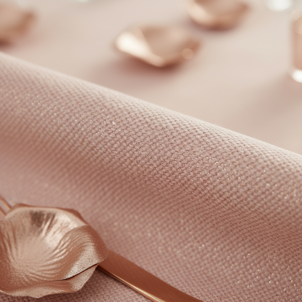 Blush/Rose Gold Round Premium Polyester Tablecloth Size: 132 in | Wedding | Event | Wholesale by CV Linens