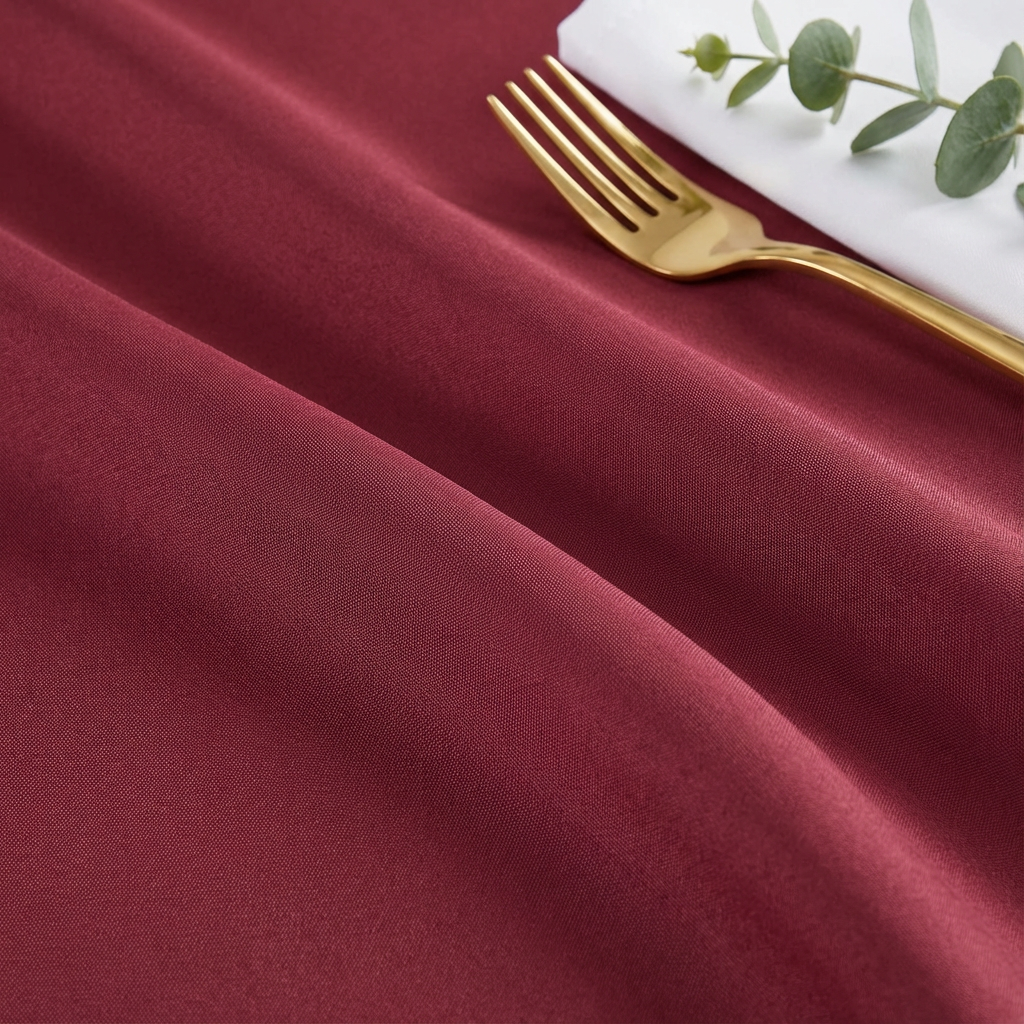 Burgundy Premium Polyester 132" Round Tablecloth | Wedding | Event | Wholesale by CV Linens