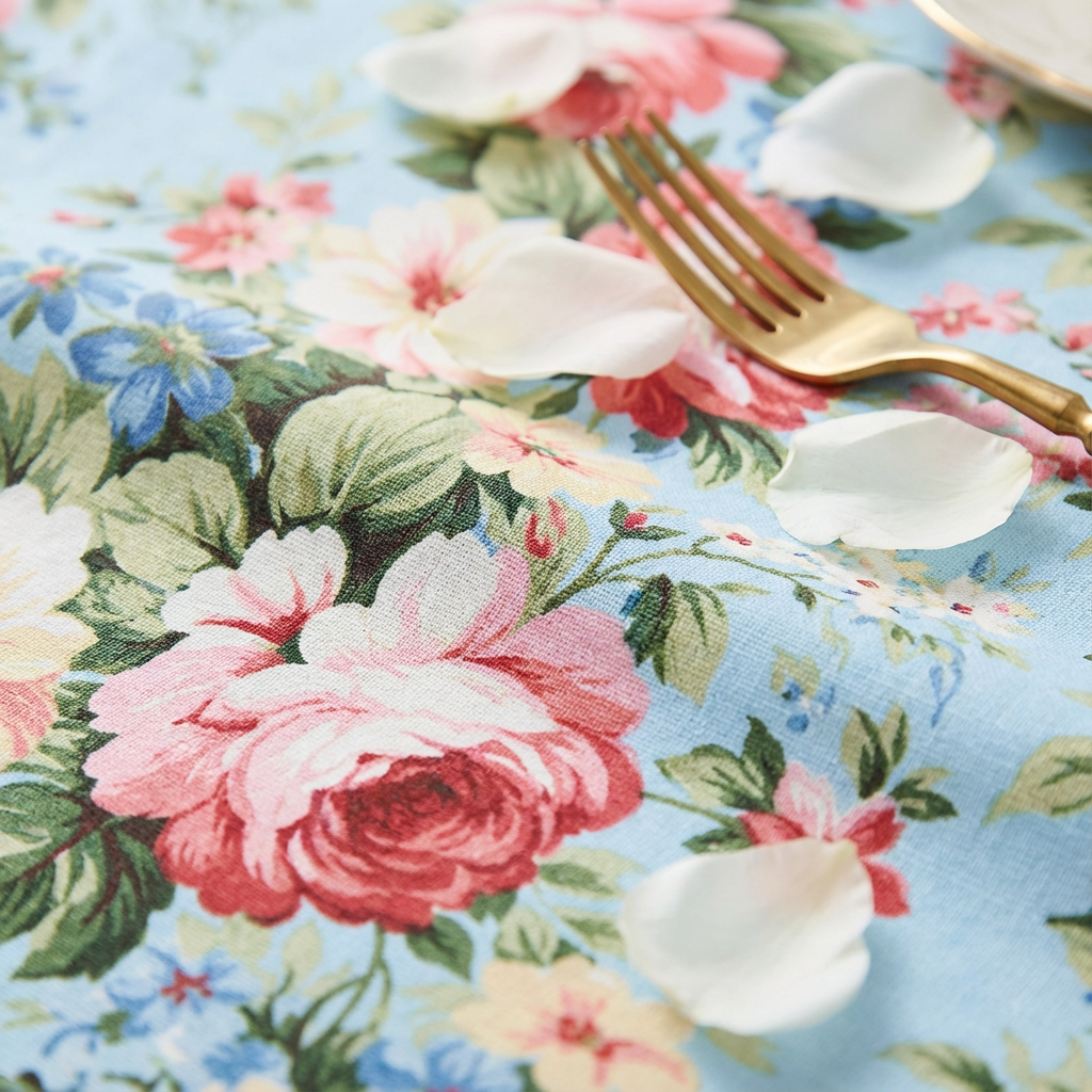 English Garden Floral 132" Round Tablecloth | Polyester | Wedding | Event | Wholesale by CV Linens