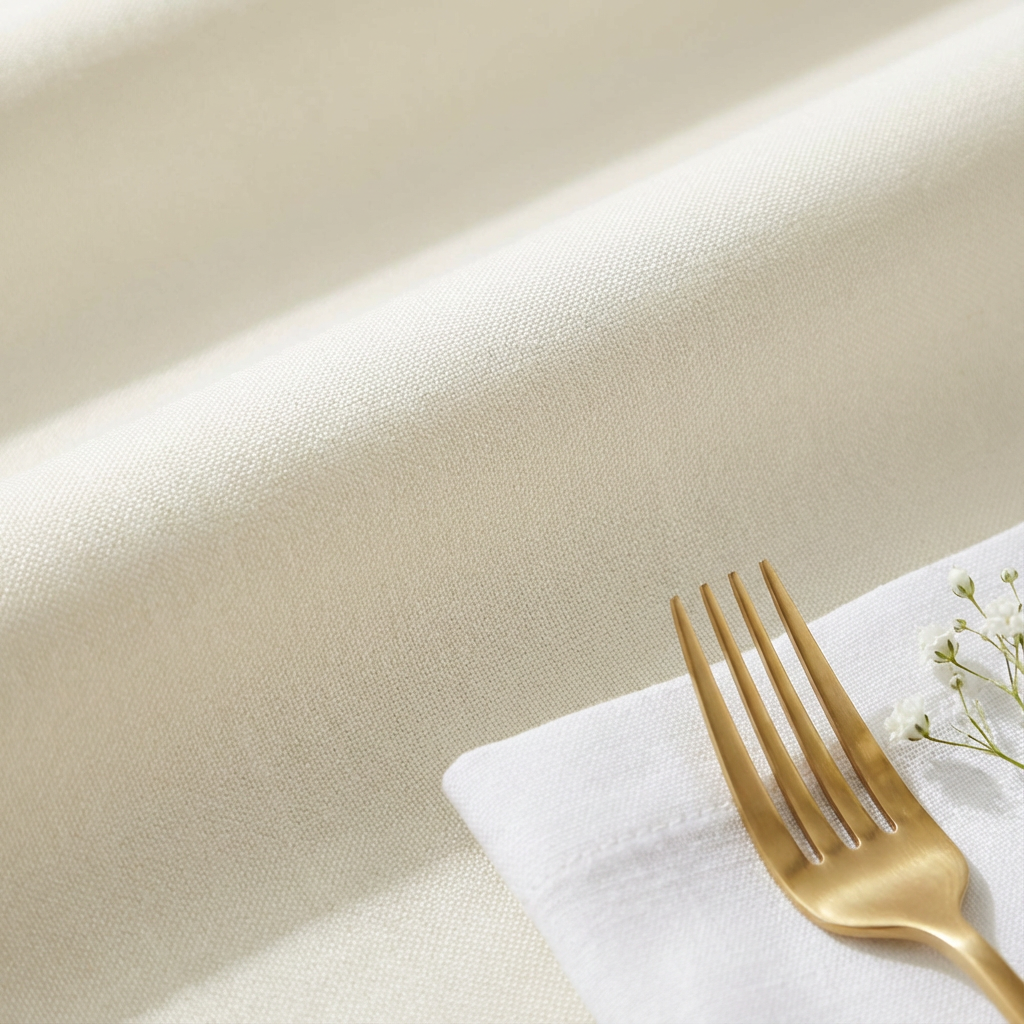 Ivory Round Premium Polyester Tablecloth Size: 132 in | Wedding | Event | Wholesale by CV Linens