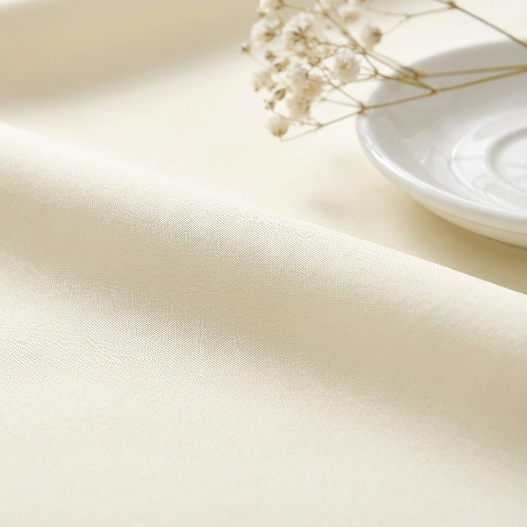 Light Ivory/Off White Round Premium Polyester Tablecloth Size: 132 in | Wedding | Event | Wholesale by CV Linens
