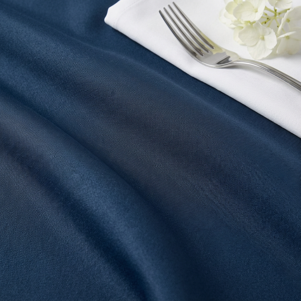 Navy Blue Premium Polyester 132" Round Tablecloth | Wedding | Event | Wholesale by CV Linens