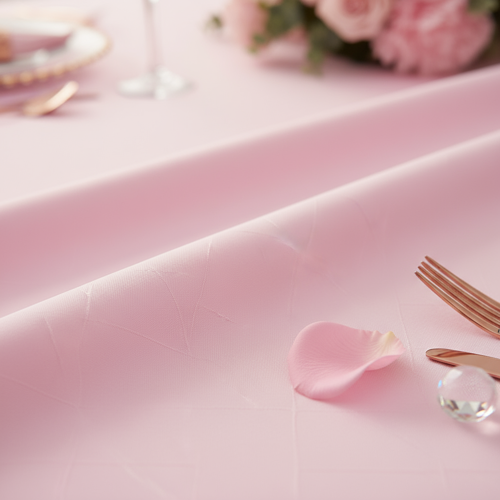 Pink Economy Polyester Tablecloth Round Size: 132 in | Wedding | Event | Wholesale by CV Linens