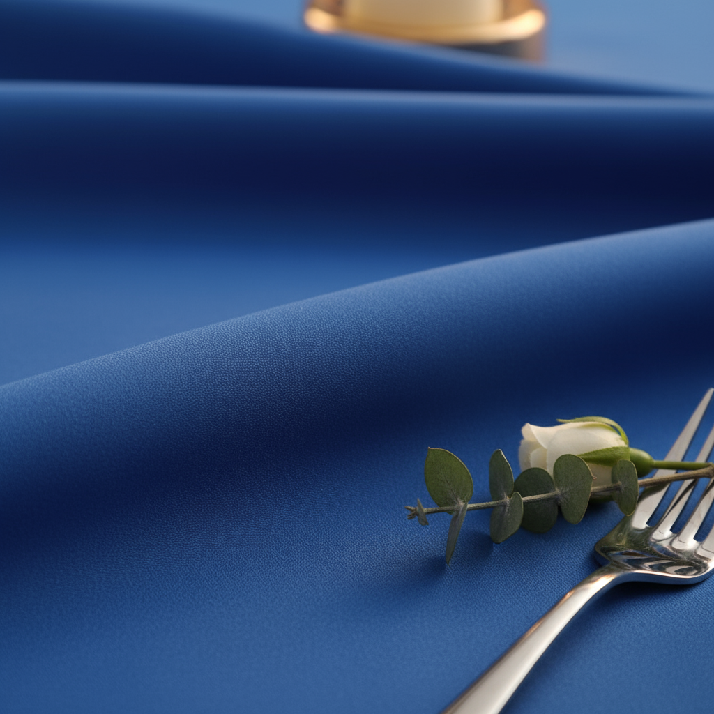 Royal Blue Economy Polyester Tablecloth Round Size: 132 in | Wedding | Event | Wholesale by CV Linens