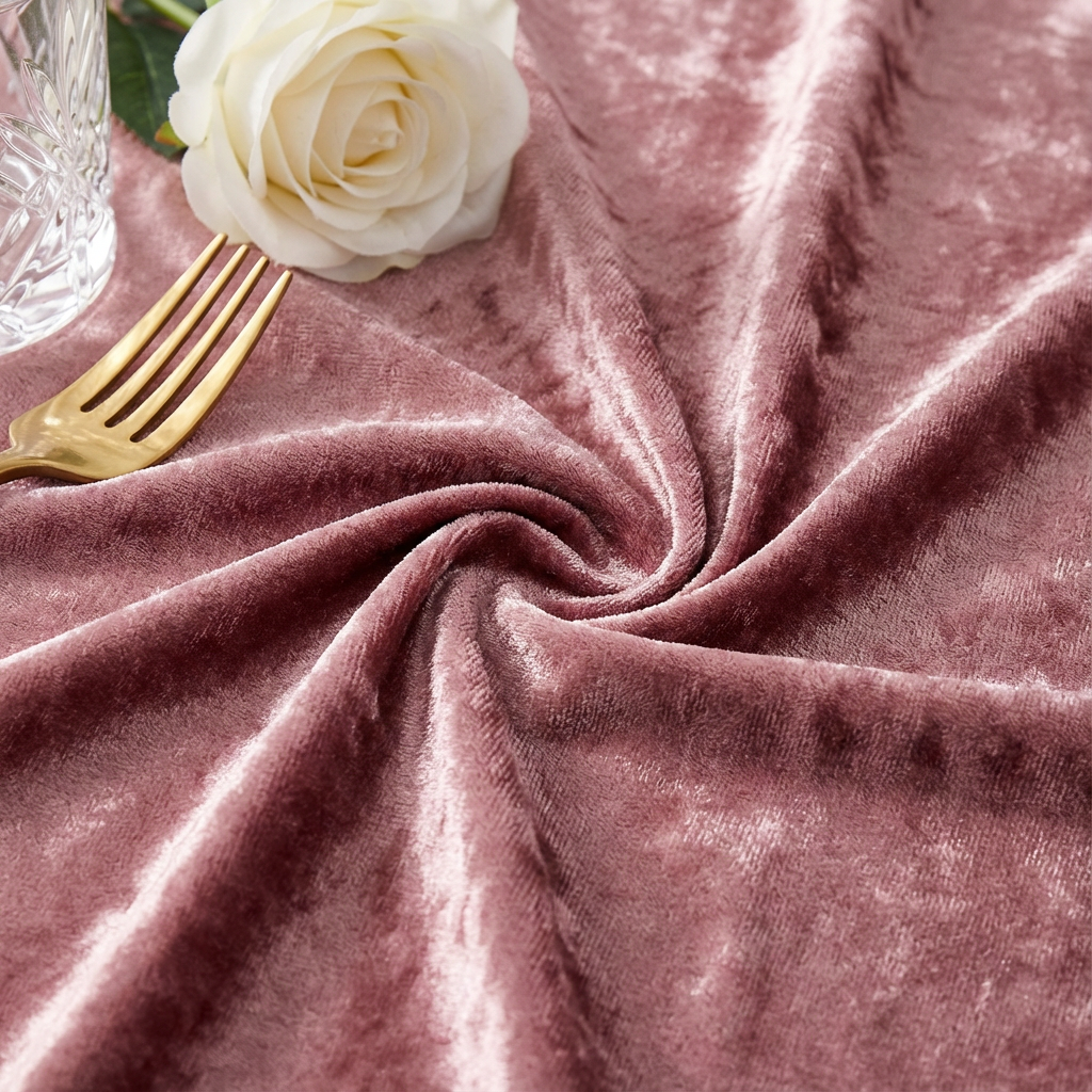 Velvet 132" Round Tablecloth - Dark Dusty Rose/Mauve - CV Linens