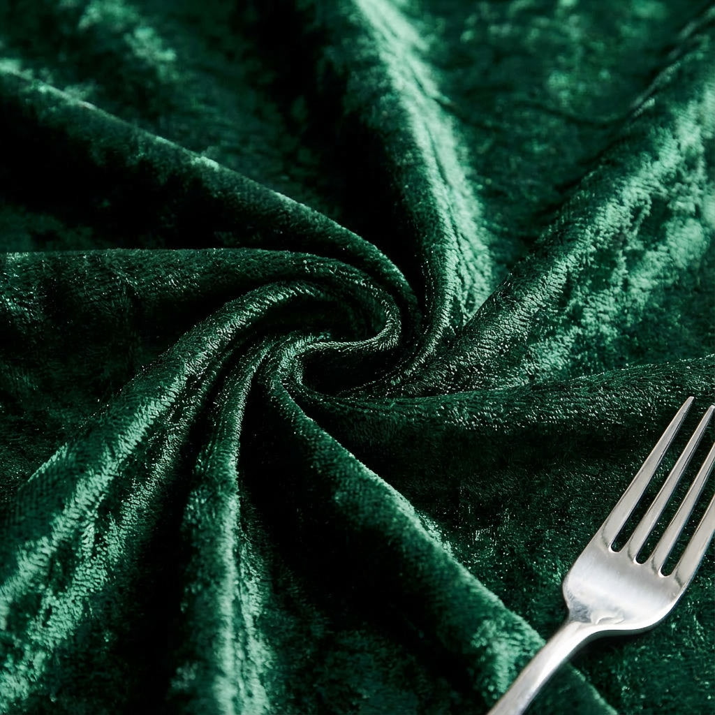Velvet 132" Round Tablecloth - Emerald Green - CV Linens