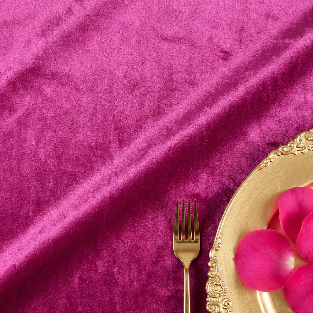 Velvet 132" Round Tablecloth - Magenta - CV Linens